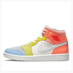 Air Jordan 1 Dama Nike Mid-High 'To My First Coach' To My First Coach (W) Ghete Baschet Albi Portocalii Galbeni | JD-961DF