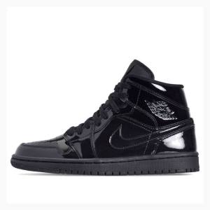 Air Jordan 1 Dama Nike Mid-High Triple Lacuita Ghete Baschet Negrii | JD-796GY