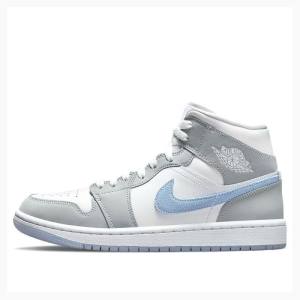 Air Jordan 1 Dama Nike Mid-High Wolf Ghete Baschet Gri | JD-794UO