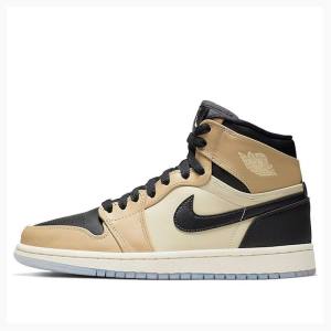 Air Jordan 1 Dama Nike Retro HI PRM Mushroom Ghete Baschet Negrii Bej | JD-645RK