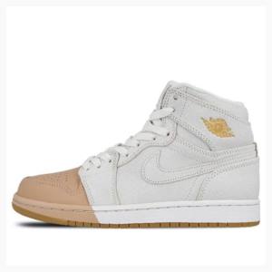 Air Jordan 1 Dama Nike Retro HI PRM Tan Ghete Baschet Albi Maro | JD-213EO