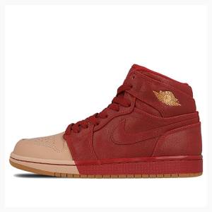 Air Jordan 1 Dama Nike Retro HI PRM University Tan Ghete Baschet Rosii Roz | JD-158XK