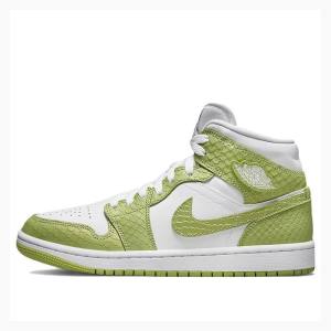 Air Jordan 1 Dama Nike wmns Mid-High SE V2 Python Ghete Baschet Albi Verzi | JD-908RX