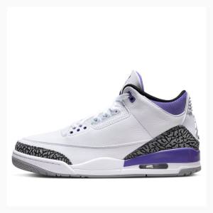 Air Jordan 3 Barbati Nike Retro Dark Iris Ghete Baschet Albi Violet | JD-682AC