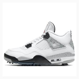 Air Jordan 4 Barbati Nike Golf Cement Ghete Baschet Albi Negrii Rosii | JD-689KC