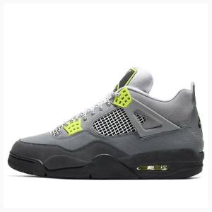 Air Jordan 4 Barbati Nike Retro SE 'Neon 95' Neon Ghete Baschet Gri Verzi | JD-509ER