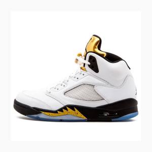 Air Jordan 5 Barbati Nike Retro Olympic Tongue Ghete Baschet Albi Aurii | JD-657SA