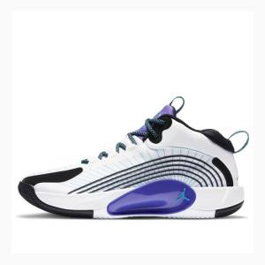 Air Jordan Barbati Nike Jumpman 2021 PF Ghete Baschet Negrii Albi Violet | JD-473DJ