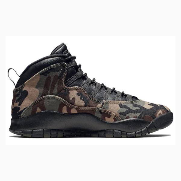 Air Jordan 10 Barbati Nike Retro Woodland Camo Ghete Baschet Maro Verzi | JD-346RP