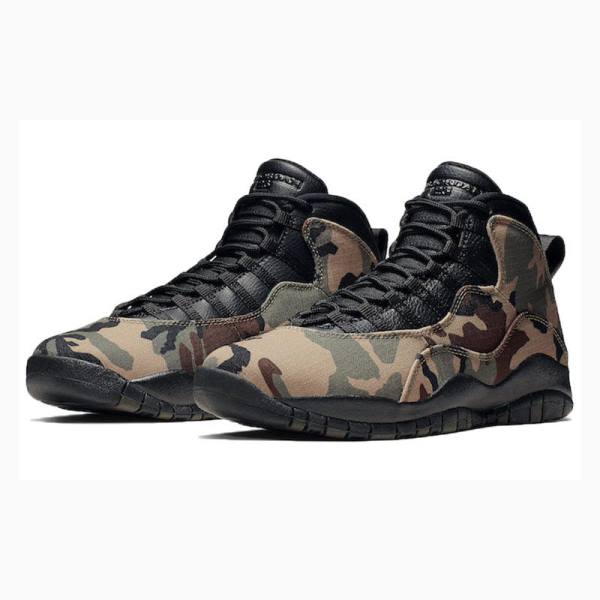 Air Jordan 10 Barbati Nike Retro Woodland Camo Ghete Baschet Maro Verzi | JD-346RP