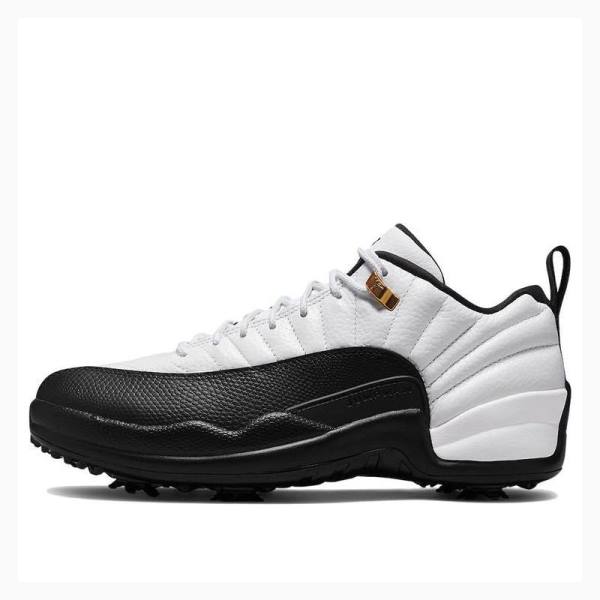 Air Jordan 12 Barbati Nike Low Golf Taxi Unisex Adidași Albi Negrii | JD-352UH