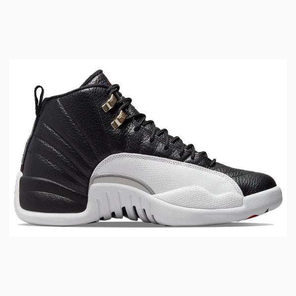 Air Jordan 12 Barbati Nike Playoffs Ghete Baschet Negrii Albi | JD-351BI