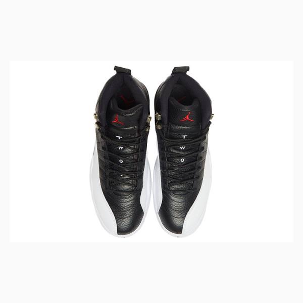 Air Jordan 12 Barbati Nike Playoffs Ghete Baschet Negrii Albi | JD-351BI