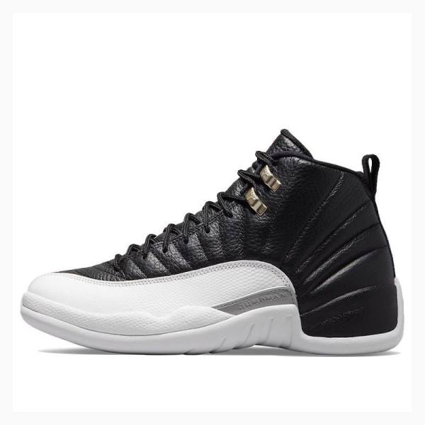 Air Jordan 12 Barbati Nike Playoffs Ghete Baschet Negrii Albi | JD-351BI