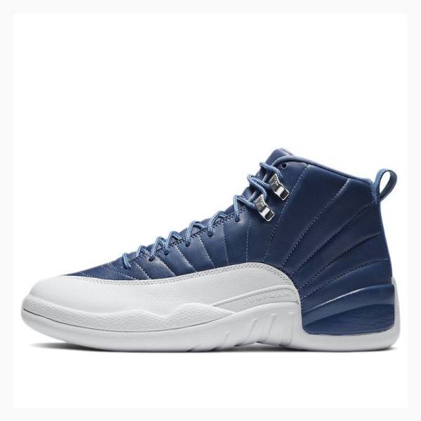 Air Jordan 12 Barbati Nike Retro Indigo Ghete Baschet Albi Albastri | JD-462PW