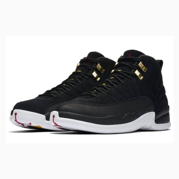 Air Jordan 12 Barbati Nike Retro Reverse Taxi Ghete Baschet Negrii Albi | JD-981EK