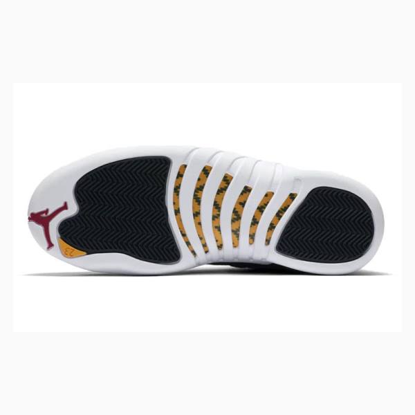 Air Jordan 12 Barbati Nike Retro Reverse Taxi Ghete Baschet Negrii Albi | JD-981EK