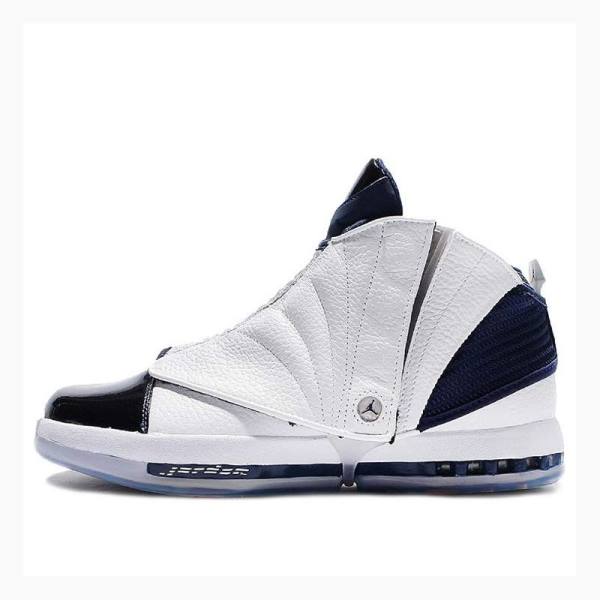 Air Jordan 16 Barbati Nike Retro Ghete Baschet Albi Bleumarin | JD-437ZG