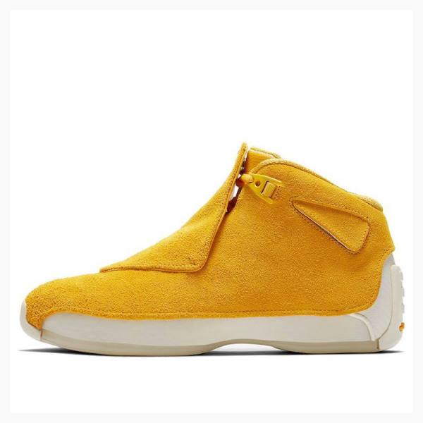 Air Jordan 18 Barbati Nike Retro Piele Intoarsa Ghete Baschet Galbeni | JD-087EX