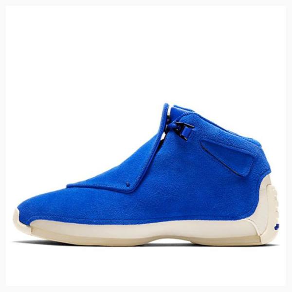 Air Jordan 18 Barbati Nike Retro Piele Intoarsa Ghete Baschet Albastri | JD-672RK