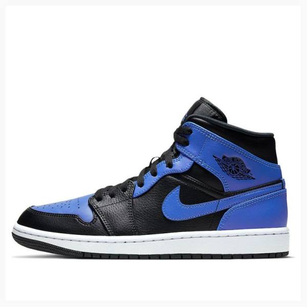 Air Jordan 1 Barbati Nike Mid-High Hyper Royal Ghete Baschet Albastri Negrii | JD-241RV