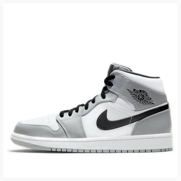 Air Jordan 1 Barbati Nike Mid-High Smoke Ghete Baschet Gri Negrii | JD-065RB