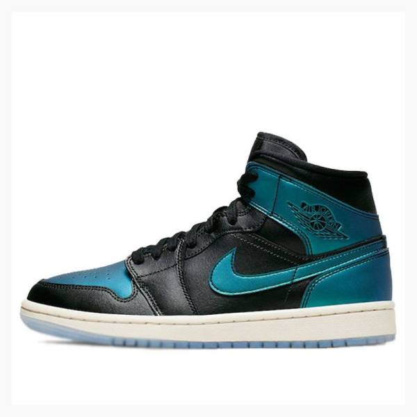 Air Jordan 1 Dama Nike Mid-High Iridescent Ghete Baschet Albastri Negrii | JD-439ZO