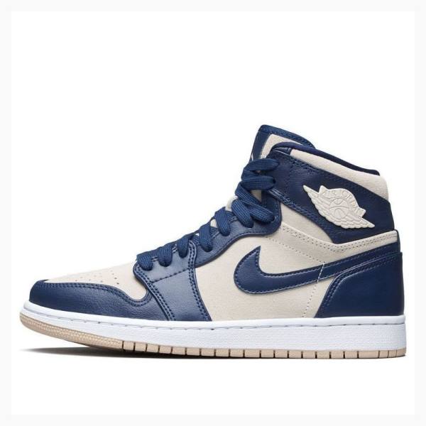 Air Jordan 1 Dama Nike Retro PREM Midnight Ghete Baschet Bleumarin | JD-670NV