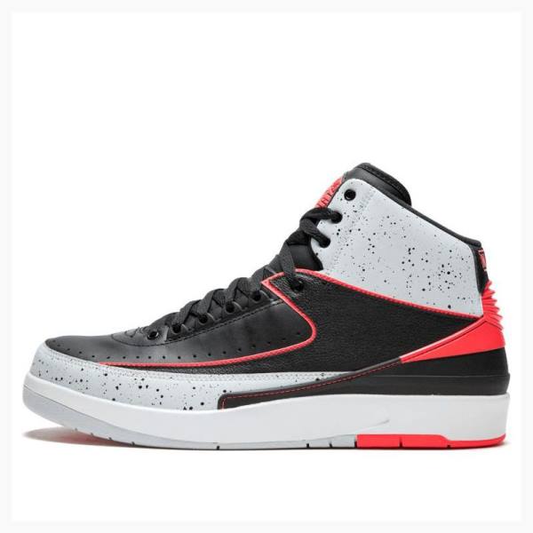 Air Jordan 2 Barbati Nike Retro Black Infrared Ghete Baschet Albi Negrii Rosii | JD-362VJ