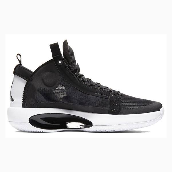 Air Jordan 34 Barbati Nike Metallic Silver Ghete Baschet Negrii Albi | JD-518UG