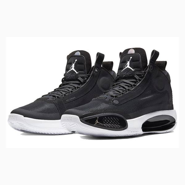 Air Jordan 34 Barbati Nike Metallic Silver Ghete Baschet Negrii Albi | JD-518UG