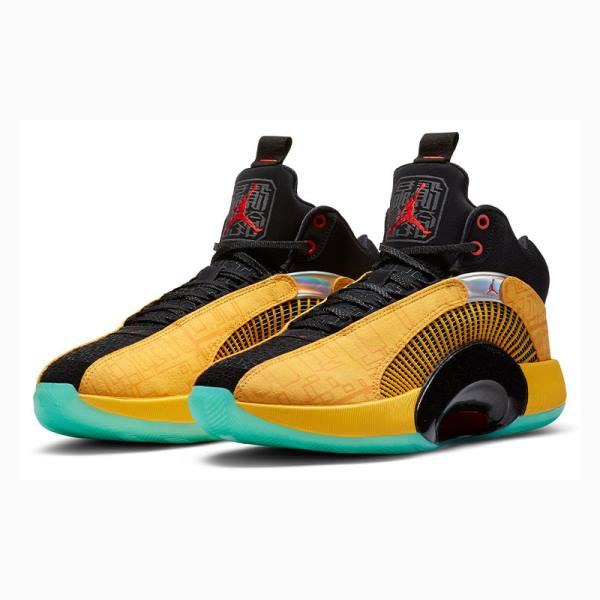 Air Jordan 35 Barbati Nike Dynasties Ghete Baschet Galbeni Negrii | JD-648HZ