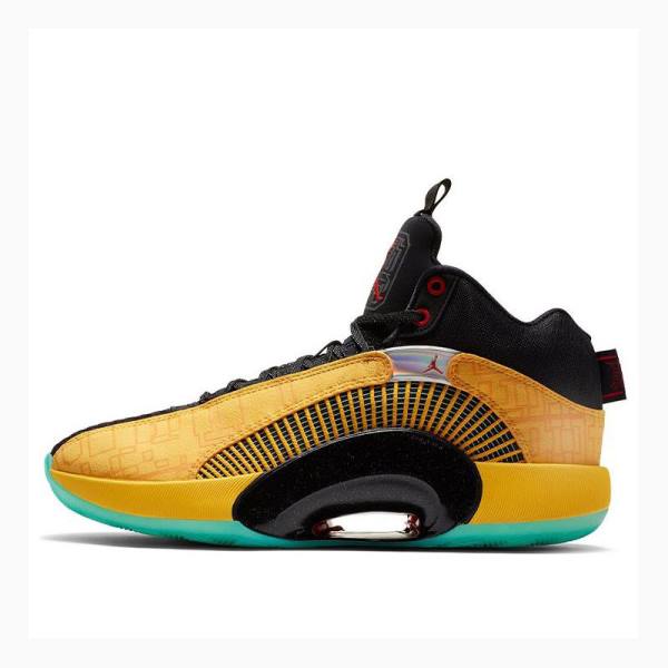 Air Jordan 35 Barbati Nike Dynasties Ghete Baschet Galbeni Negrii | JD-648HZ