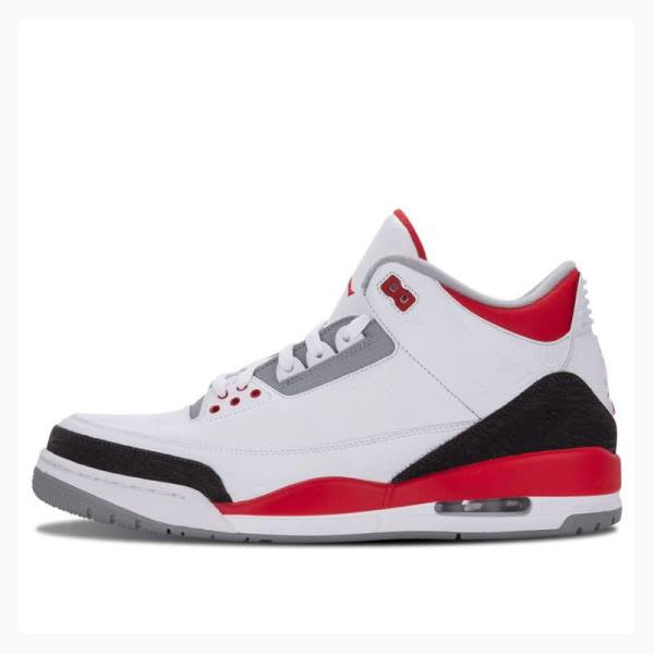 Air Jordan 3 Barbati Nike Retro Fire Red Ghete Baschet Albi Negrii Rosii | JD-265IZ