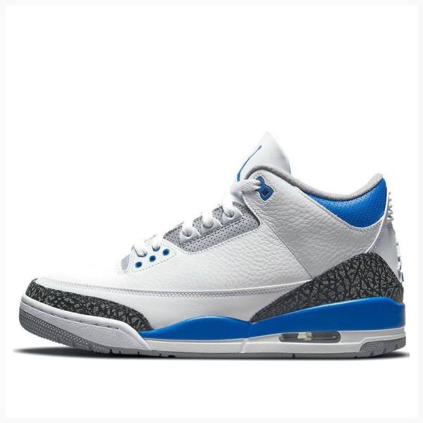 Air Jordan 3 Barbati Nike Retro Racer Ghete Baschet Albi Albastri | JD-231ES