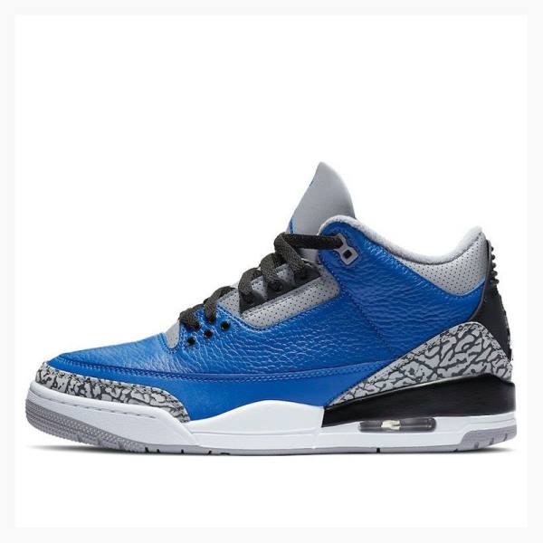 Air Jordan 3 Barbati Nike Retro Varsity Royal Ghete Baschet Albastri Gri | JD-351ID