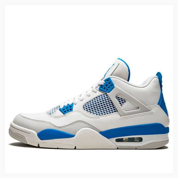 Air Jordan 4 Barbati Nike Retro White Military Ghete Baschet Albi Albastri | JD-862UR