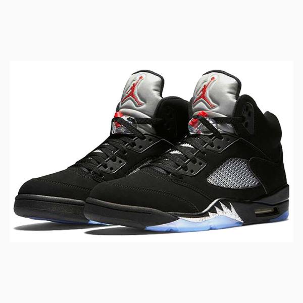 Air Jordan 5 Barbati Nike Retro Metallic Ghete Baschet Negrii Argintii | JD-756CL