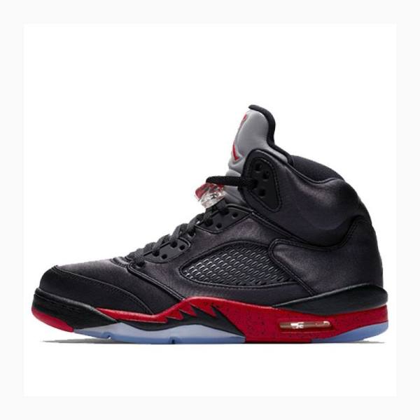 Air Jordan 5 Barbati Nike Retro Satin Bred Ghete Baschet Negrii Rosii | JD-283MT