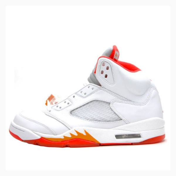 Air Jordan 5 Dama Nike Retro Sunset Ghete Baschet Albi Rosii | JD-281BG