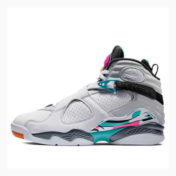 Air Jordan 8 Barbati Nike Retro South Beach Ghete Baschet Albi Violet Albastri | JD-047MK