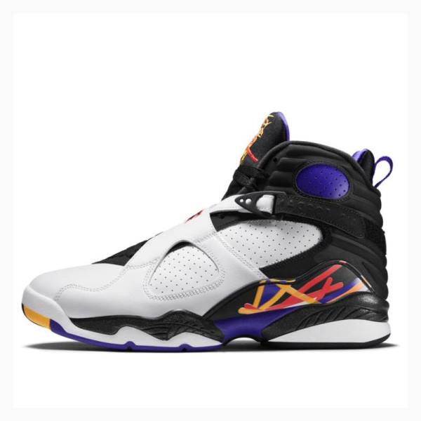 Air Jordan 8 Barbati Nike Retro Three Times a Charm Ghete Baschet Albi Negrii | JD-643NR